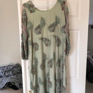 Pakistani Afghani Maxi Dress Green Kameez Heavy